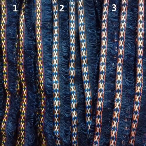 2.5cm 25mm 1'' Soft Dark Blue Colorful Rhombus Tassel Classical Laciness Costume National Jacquard Ribbon Garment Woven Webbing