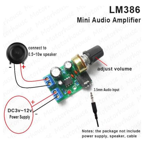 2pcs LM386 Audio HIFI Power Amplifier Board DC 3V ~ 12V 5v Mini AMP Module 3.5mm jack