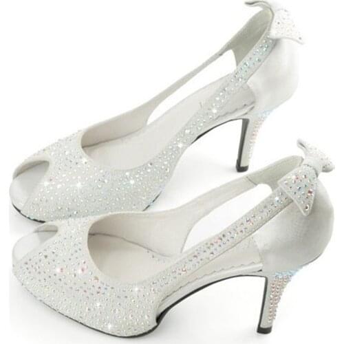 2018 High Heel Peep Toe Shoes Party Evening Banquet Pumps Sandal Woman Formal Dress Shoes Lady Wedding Bridal Shoes