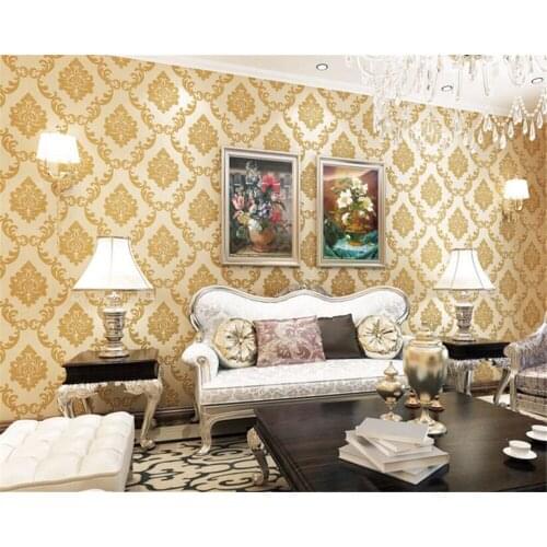 Beibehang 3D Luxurious European carved embossed nonwoven wallpaper living room bedroom background wall restaurant 3d wallpaper
