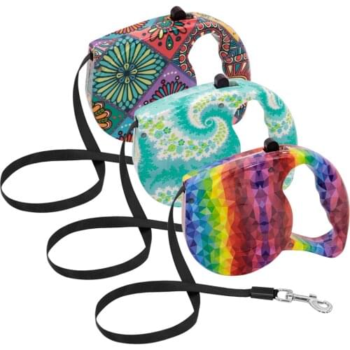 16ft Retractable Dog Leash Automatic Extending Pet Puppy Traction Rope Nylon Walking Running Leash Lead For Small Medium Dogs