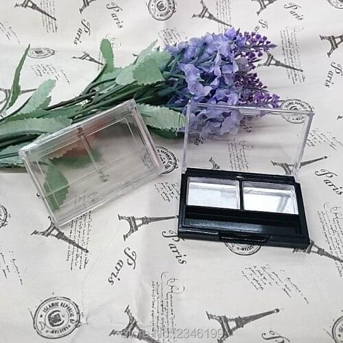 50pcs/lot 2 Grids Eyeshadow Case/Box, Plastic Lip Balm Plate, Square Powder Cosmetic Compact Container,High-end DIY Makeup Tool