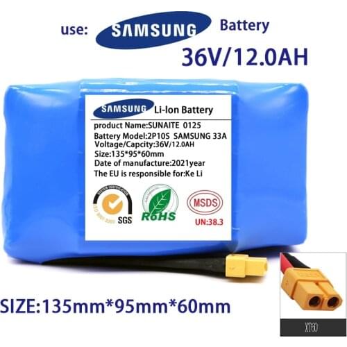 Genuine 36V Battery Packs 12000mAh Rechargeable Lithium ion battery for Electric Self Balancing Scooter HoverBoard Unicycle