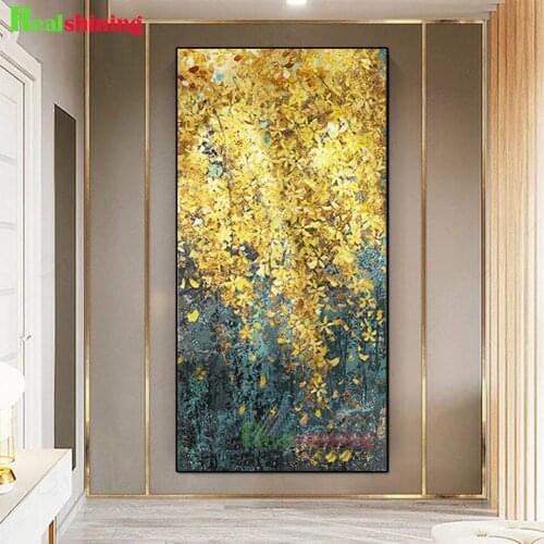 5d diy full square round drill large Golden Leaf abstract landscape diamond painting mosaic embroidery rhinestone N1565