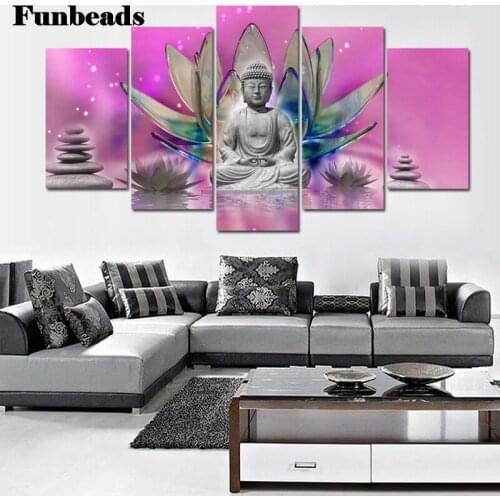 Diamond Painting 5 pcs,buddha lotus painting,cross-Stitch Full Diamond Embroidery Diamond Mosaic pattern,beaded embroidery FF473