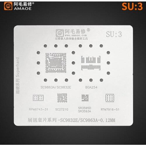 BGA stencil for MTK Chip IC SC9832E/SC9863A/SC2721G/SR3595D/BGA254/RPM6743/RTM7961 Direct heating BGA Reballing template