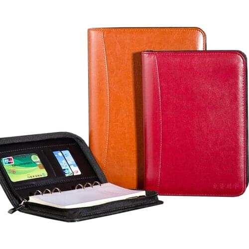 A6A5miniA4 PU organizer notebook Planner office supply 48K 25K 16K multifunctional zipper leather Portfolio Folder