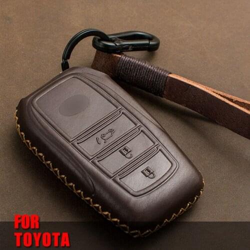 Genuine Leather Car Key Cover Case For Toyota Highlander Land Cruiser Riez 86 Hilux Innova Fortuner Rav4 Camry Prado Shell