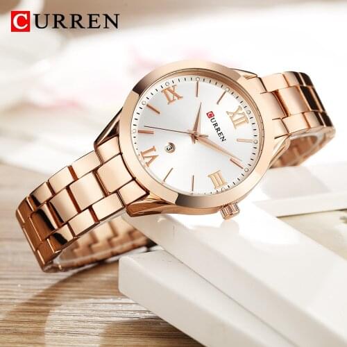 CURREN 9007 Womens Watches Top Brand Luxury Quartz Watch Ladies Stainless Steel Band Women Wrist Watch Clock Relogio Feminino