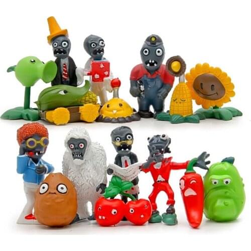 16pcs/lot Plants vs Zombies Figures Toys PVZ Cherry Bomb Walnut Treasure Yeti Miner Threat PVC Action Figure Model Toy Kids Gift