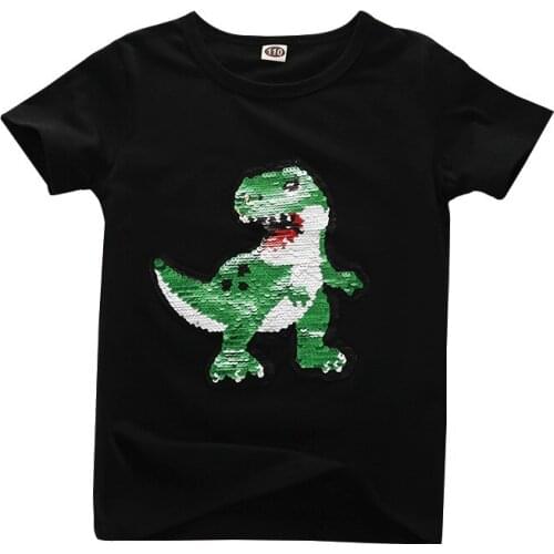 Boys girls T-shirt Summer Sequins Discoloration Cotton Children Short Sleeve T-shirts Children Casual Clothes top