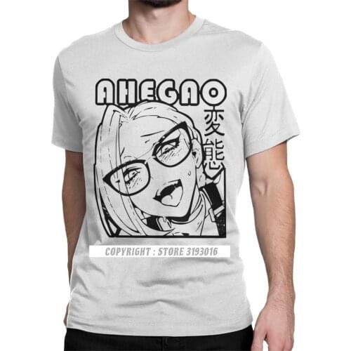 Big Sale Mens Tshirt Ahegao Sexy Face Anime Hentai Japanese Lewd Sexy Waifu T-Shirt Harajuku Camisa Premium Cotton Clothes