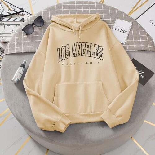 Los Angeles California Letter Print Hoodie Women Oversized Swearshirt Harajuku Hoodies Streetwear Fashion Aesthetic Pullovers
