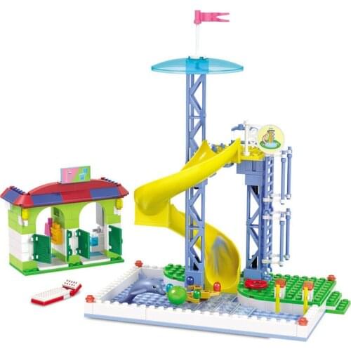 QWZ Friends Series Building Blocks The City Park Cafe Pirate Ship Ferris Wheel Girl Bricks Toys Kids Gifts