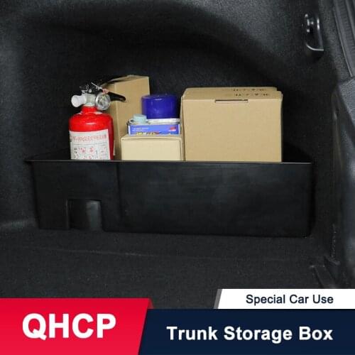 QHCP Car Trunk Storage Box Container Organize Large Capacity Stowing Tidying Plastic Left Right Side Black For Toyota Camry 2018