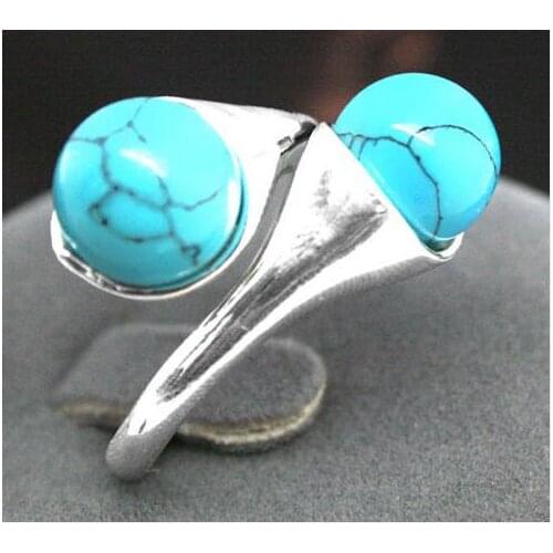 PRETTY Blue BEAD GEMS 925 STERLING RING SIZE 6 7 8 9 Size crystal RINGE man Wedding