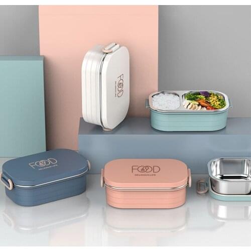 Lunch Box Partition Leak-proof Lunch Box Student Children Lunch Box Microwave Oven Food Box 780ml Stainless Steel 304