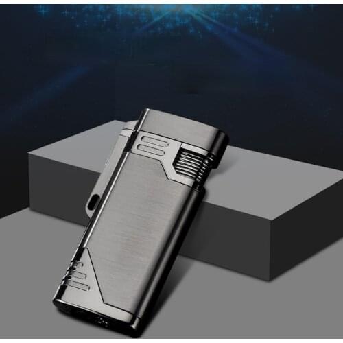 Refillable High Firepower Double Fire Straight Into Inflatable Windproof Lighter Portable Creative Smoking Accessories Isqueiro