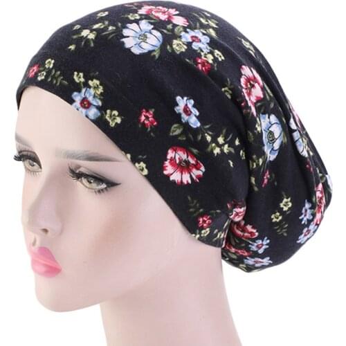 Fashion Print Stretchy Turban Long Headwrap Chemo Cap Women Bandana