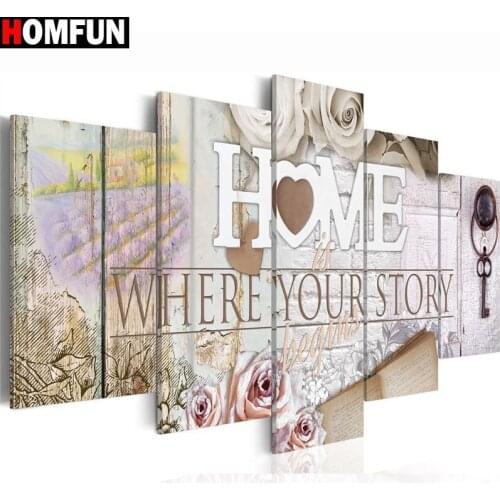 HOMFUN 5pcs Full Square/Round Drill 5D DIY Diamond Painting "letter" Multi-picture Combination Embroidery 5D Decor A14835
