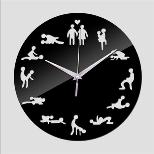 Creative DIY Acrylic Sexy Posture Mirror Wall Clock Simple Home Decor Silent Clocks Fun Wall Hanging Clock