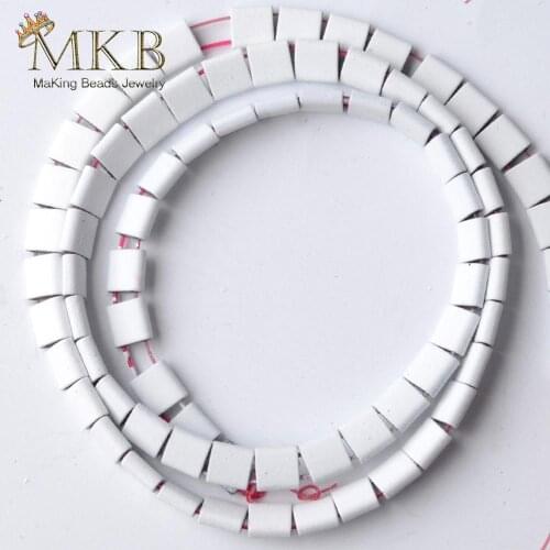 Natural Stone White Hematite Stone Matte Rubber Square Beads For Jewelry Making 5*5mm Space Loose Beads Diy Bracelet 15inches