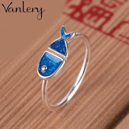New Arrivals Charming Blue Fish Ring for Women Boho Knuckle Party Rings Gothic Punk Jewelry Gifts for Girls