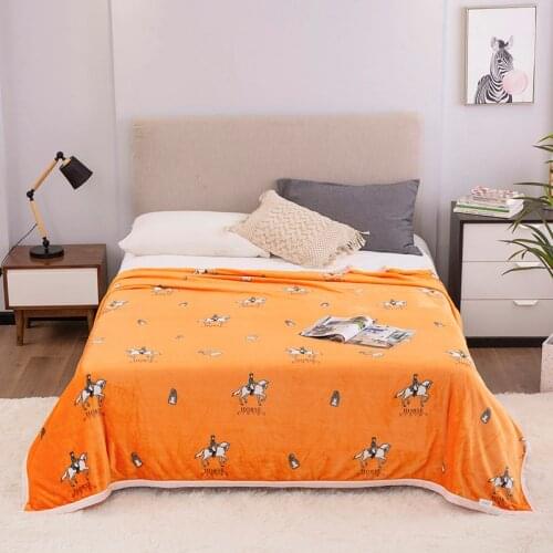 Orange Soft Warm Coral Fleece Blanket Sheet Bedspread Sofa Plaid Light Thin Mechanical Wash Flannel Blankets SSXML