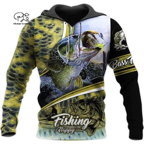 PLstar Cosmos Animal Bass Carp Fishing NewFashion Fisher Tracksuit Pullover 3Dprint Unisex zipper/Hoodies/Sweatshirts/Jacket S11