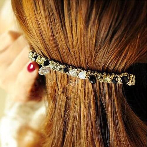 Crystal Headband Hairpins Women Wedding Hair Accessories Geometric Beads Hair Jewelry Elegant Ladies Shining Hairpins Hairbands