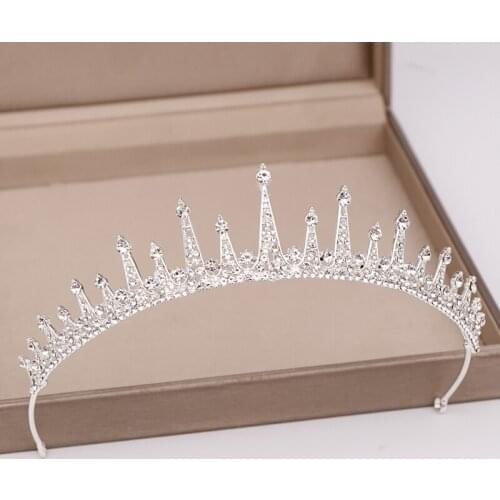 Gold Silver Color Wedding Hair Accessories Crystal Hair Jewelry For Women Diadems Queen Princess Headband Fashion Tiara Crowns