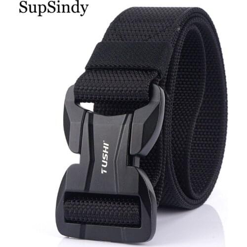SupSindy Men Military Combat nylon Tactical belts Quick Release magnetic Buckle jeans Waistband Training canvas belt male strap