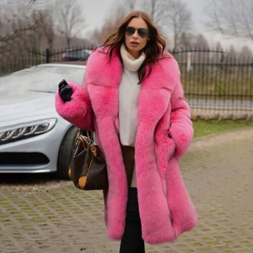FURSARCAR Customize Luxurious Women Winter Fur Jacket Natural Fox Real Fur Coat Long Pull Pelt Fashion Fur Outwear