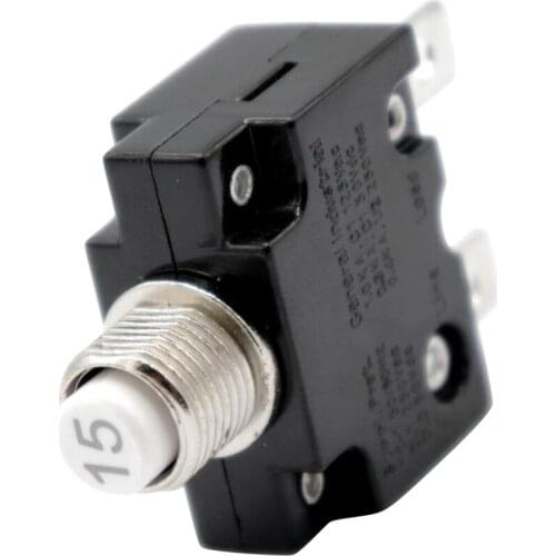 12V-24V Push Button Resettable Circuit Breaker with 2 Quick Terminals 15AMP Excessive Current High Sensitivity