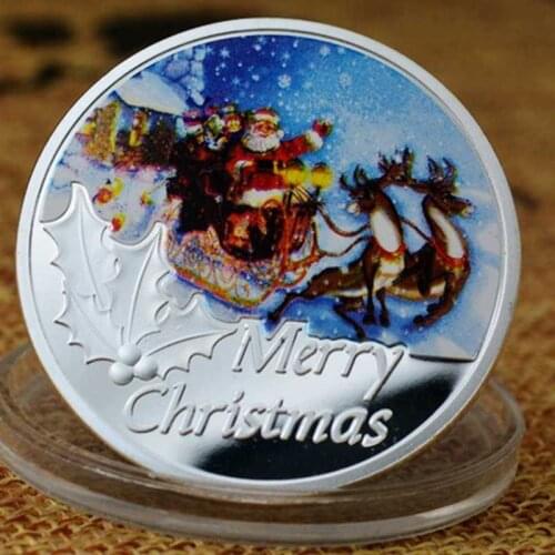 Merry Christmas Commemorative Coin Snowman Santa Claus Xmas Gift Silver Plate coins collectibles