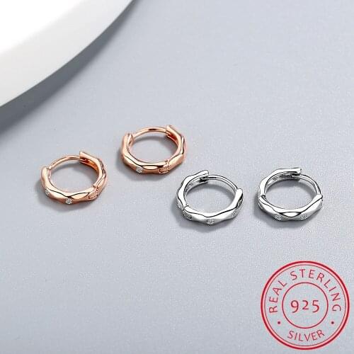 100% 925 Solid Sterling Silver Unique Shaped Piercing Huggie Hoop Earring For Women Sterling Silver Earing Jewelry DS1064