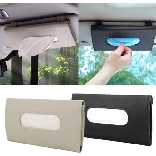 Sun Visor Napkin Holder Face Mask Case Waterproof Tissue Bag Wear-resistant Leather Tissue Storage Holder Car Decoration