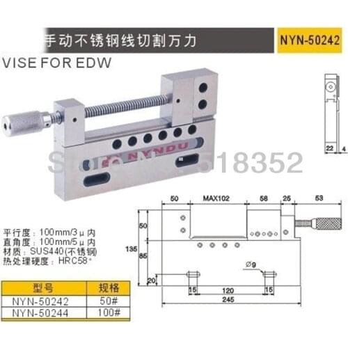 Precision Wire Cutting EDM Vise in Stainless, Accuracy Grade 0.005mm, Wire Cut EDM Jig Tools