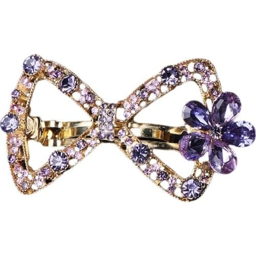 Vintage French Spring Hair Clip Glitter Crystal Rhinestone Star Hairpin Barrette U90E