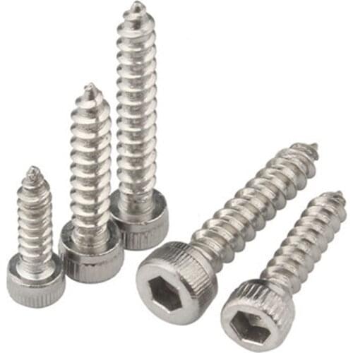 M2 M2.5 M3 M3.5 M4 Hex socket Screw Knurled Cylindrical head Bolts Self-tapping Screws 6-25mm Length