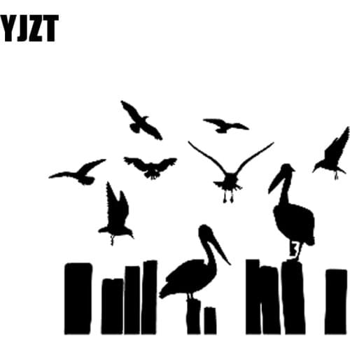 YJZT 18CM*13.9CM Funny Storks Birds Sitting On Poles Flying Vinyl Decor Car Sticker Decal Black/Silver C11-1042