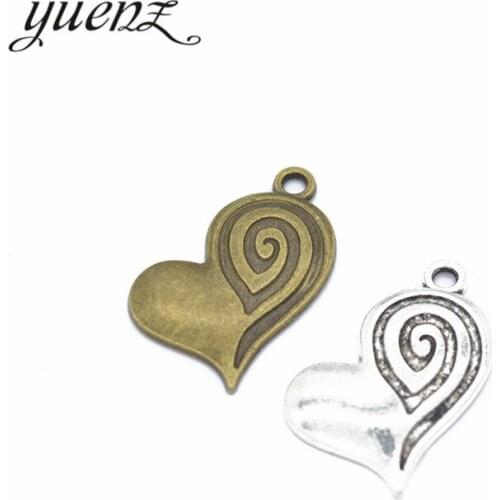YuenZ 10pcs Metal Heart Pendants Charms Jewelry Making Findings For DIY Accessories Antique Silver color Charms 24*24mm A31