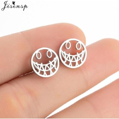 Funny Unisex Smiley Earrings Women 2021 Hip Hop Stainless Steel Smiling Face Statement Ear Piercing Punk Jewelry Earring Gift