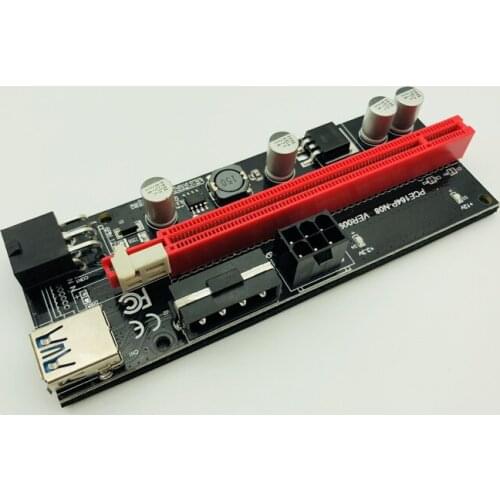 10pcs Newest PCI-Express 1x to 16X PCI Express PCIE PCI-E 009S Molex 6pin Power Supply Adapter SATA to USB 3.0 Cable Riser Card