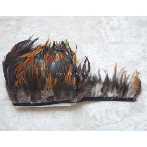 10Yards/Lot!Height 4-6inches10-15cm Nature Hackle Feather Trimming Fringe,Rooster Feather Trim for Crafts,Garments