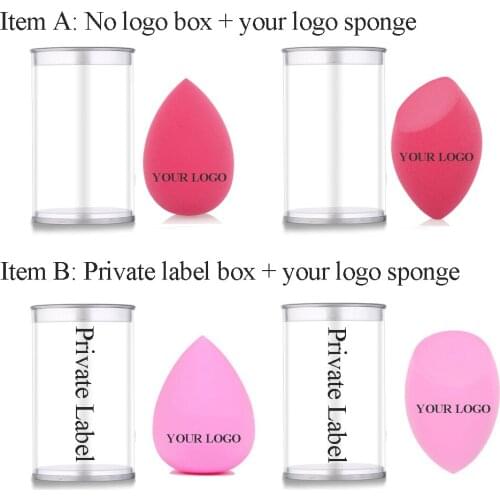 100pcs Custom LOGO Makeup Sponge with Box OEM Beauti Blender Cosmetic Puff For Foundation Cream Make Up Blender Soft Wholesale