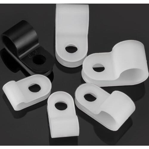 100Pcs R-Type wire fixed clamp Hose Fastener Nylon line cable Mounting clips for home office wire organizer Electrical Fittings