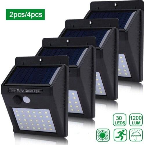 2/4PCS 30 LED Solar Light Outdoor Solar Powered Lamp PIR Motion Sensor Wall Light Security Lamp Garden Decoration Street Lantern