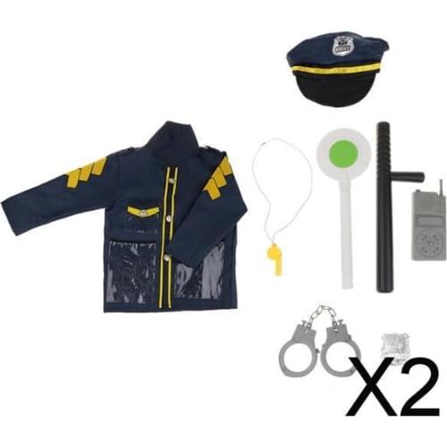 2xKid Police Officer Role Play Costume Tools Kits Fancy Dress 8 Pieces