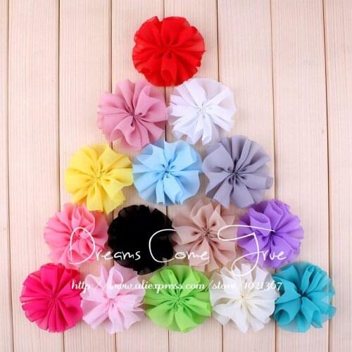 200pcs/lot 6.5CM 15 Colors Newborn Soft Handmade Chiffon Flower Accessories For Headwear Tulle Fabric Flowers For Baby Headbands